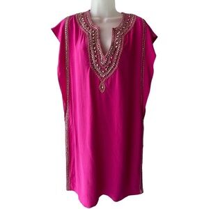 Calypso St. Barth Fuchsia Embellished Tunic
